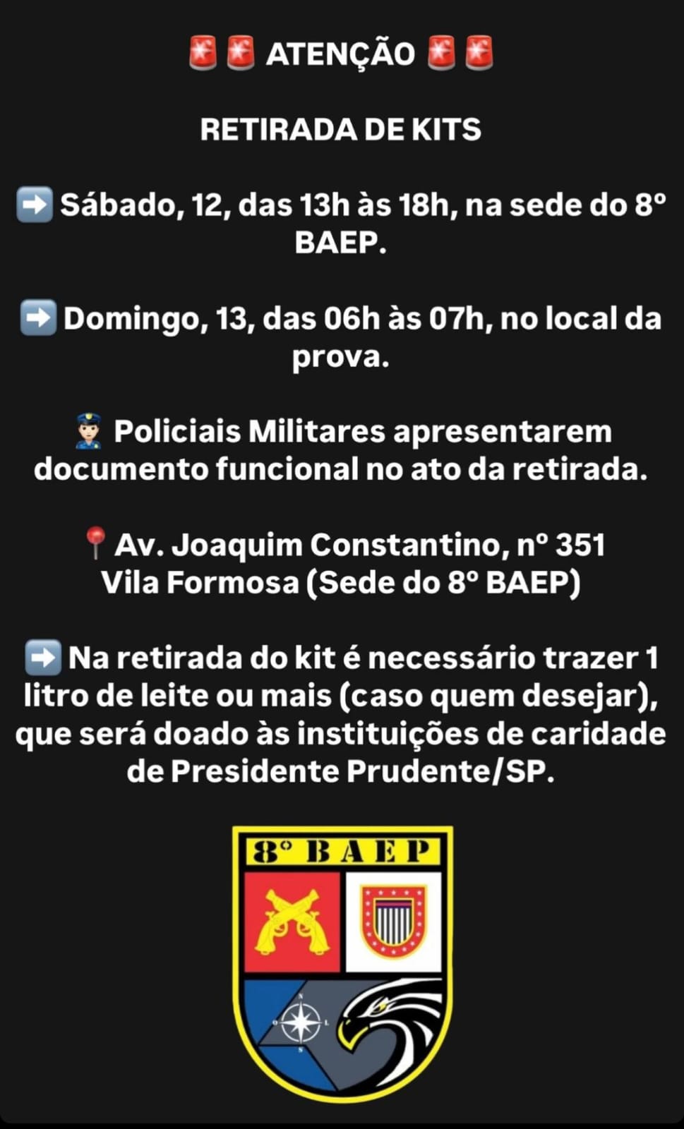 3º CORRIDA E CAMINHADA 8º BAEP