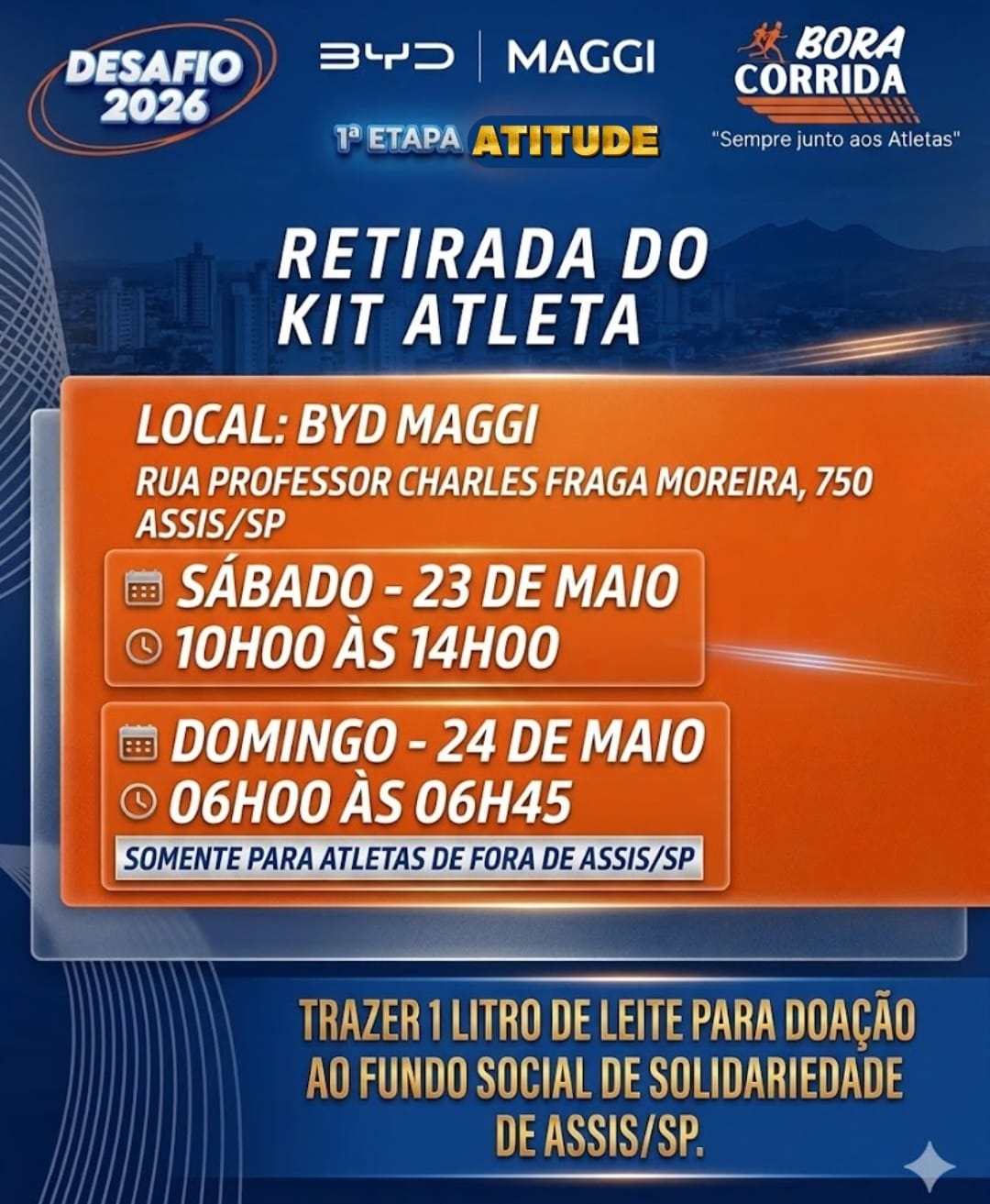 DESAFIO 2026 BORA CORRIDA 1ª  ETAPA ATITUDE - Kit