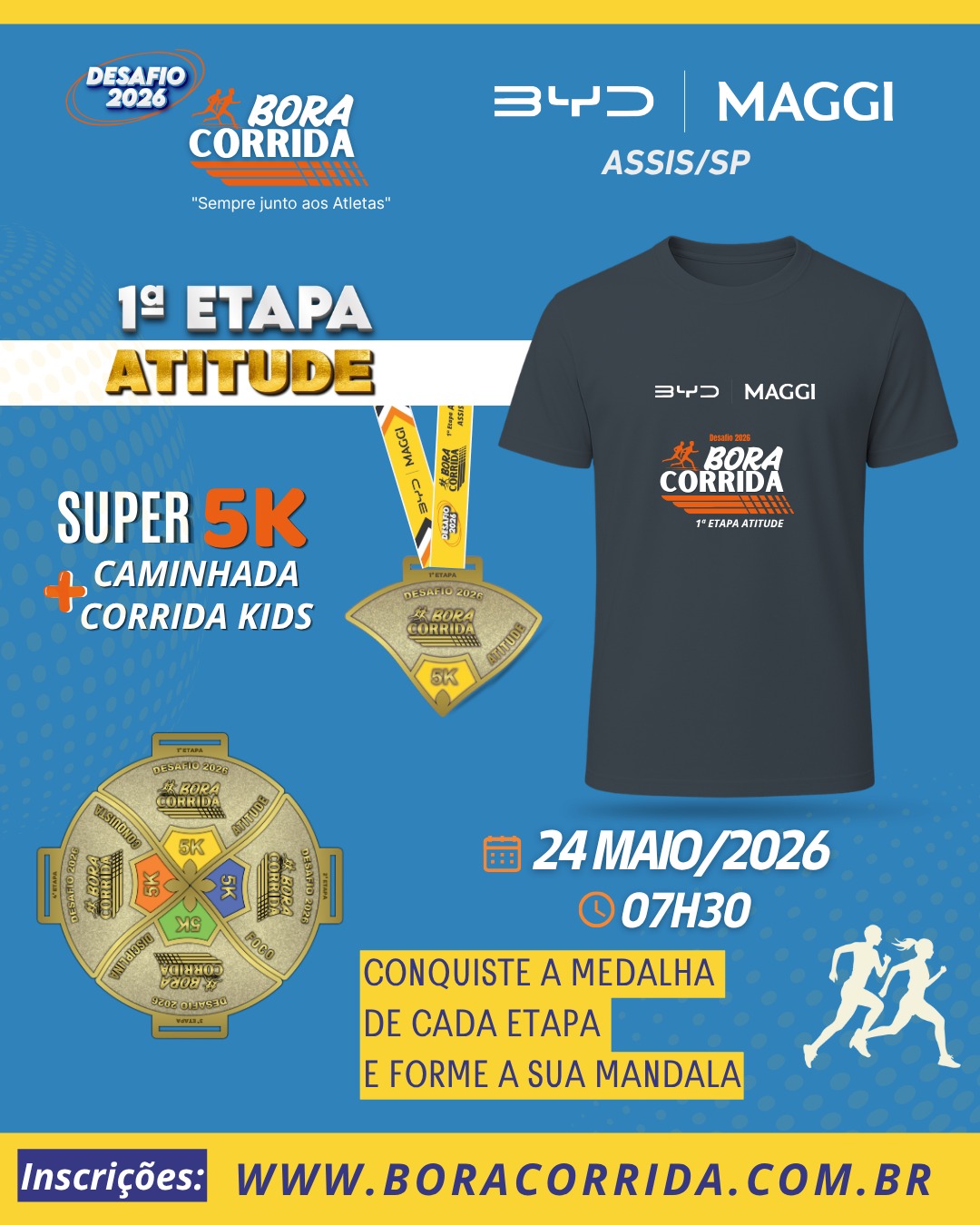 DESAFIO 2026 BORA CORRIDA 1ª  ETAPA ATITUDE - Camiseta