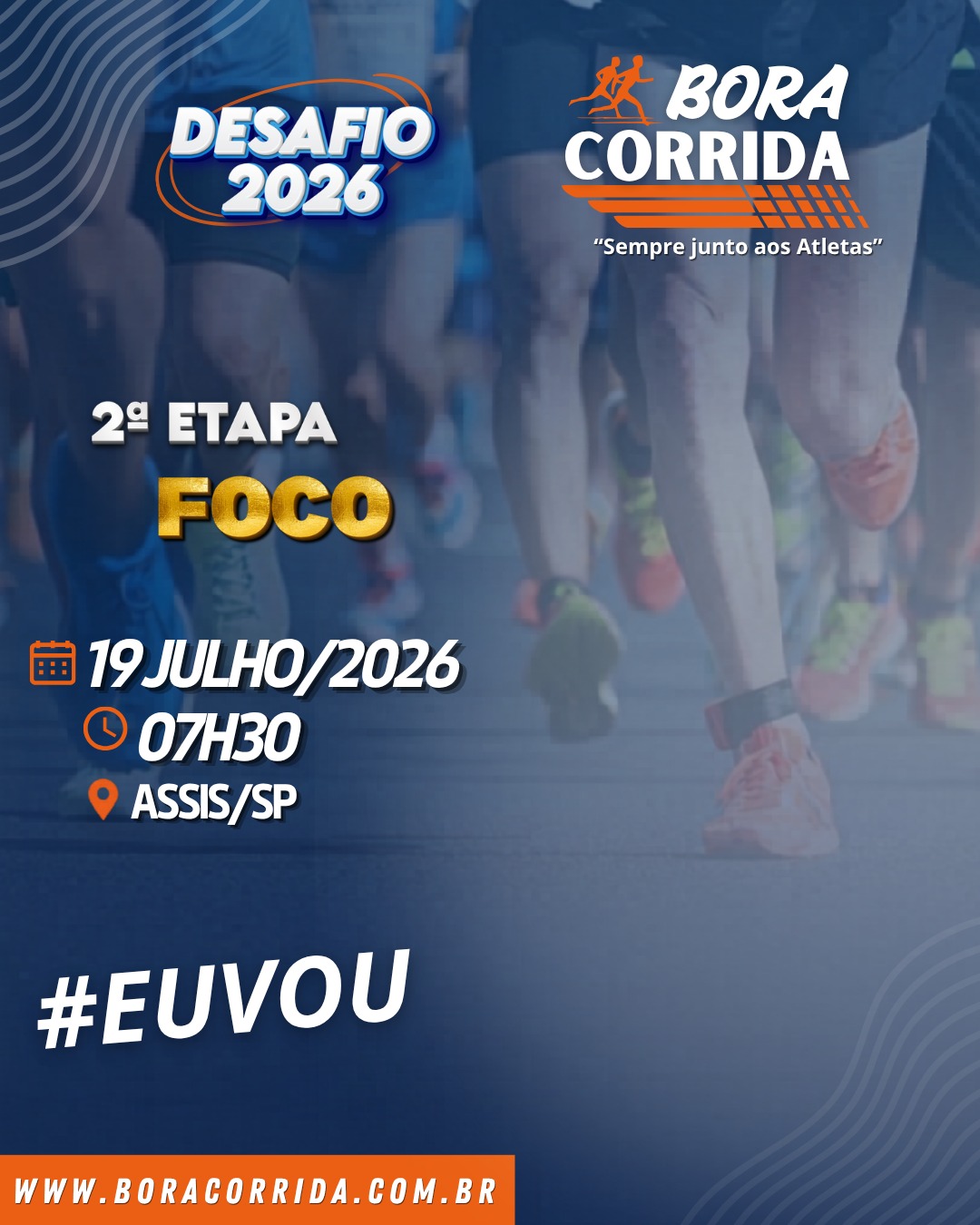 DESAFIO 2026 BORA CORRIDA  2ª ETAPA FOCO - Camiseta