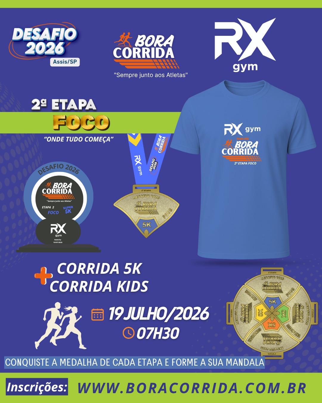 DESAFIO 2026 BORA CORRIDA  2ª ETAPA FOCO - Kit