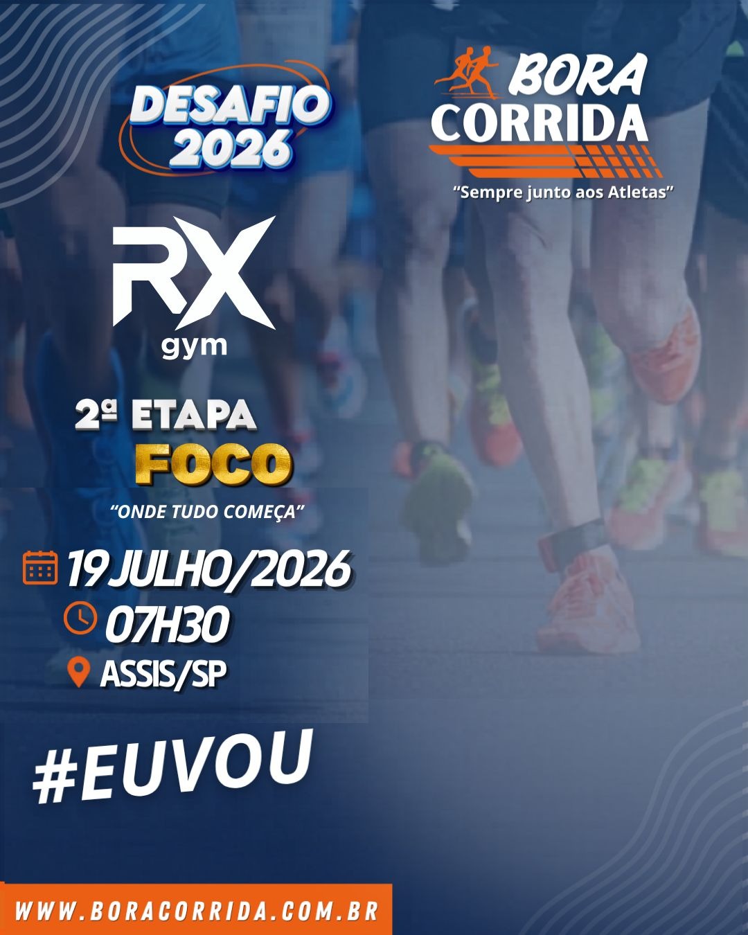 DESAFIO 2026 BORA CORRIDA  2ª ETAPA FOCO - Camiseta