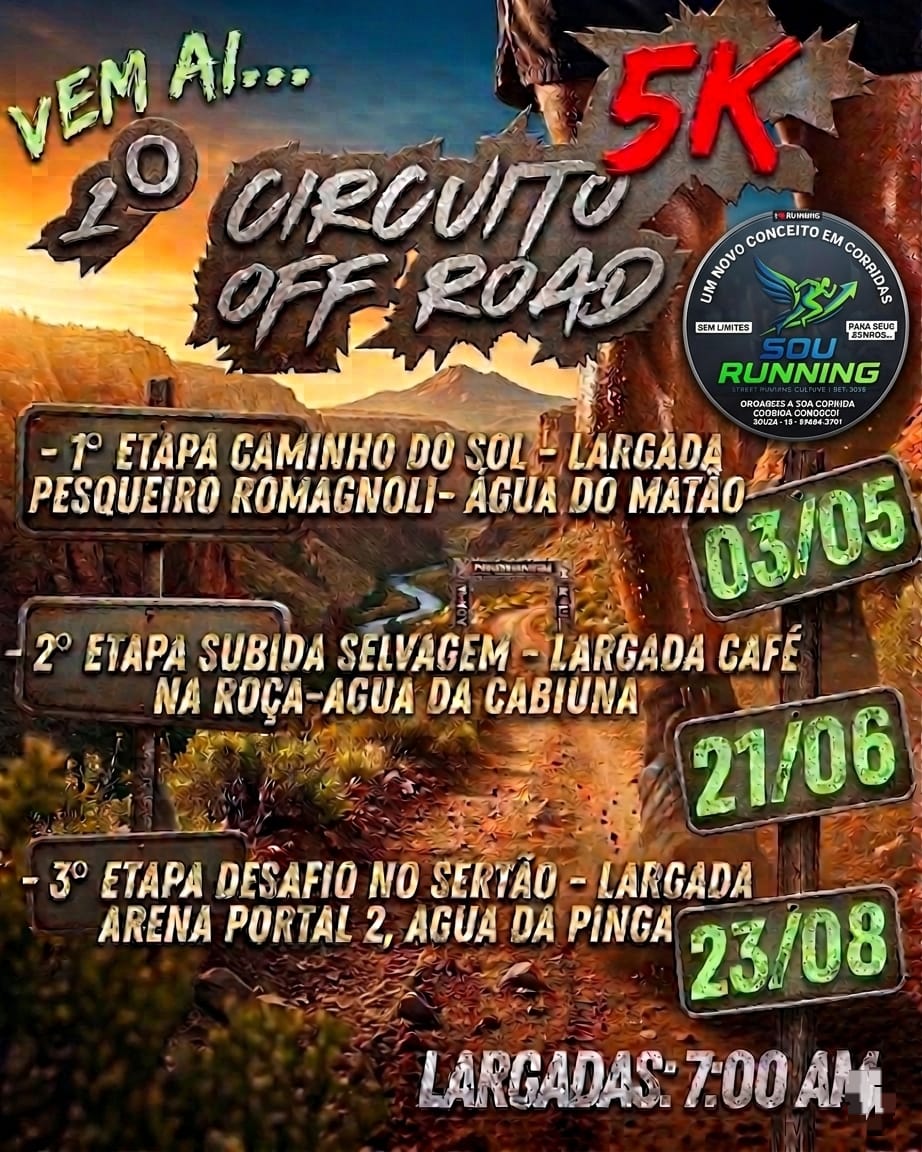 1º CIRCUITO BS OFF ROAD 5KM - 3ª ETAPA DESAFIO NO SERTÃO - ARENA PORTAL 2 ÁGUA DA PINGA